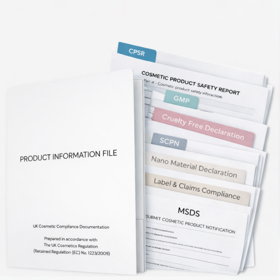 UK Cosmetic Launch Compliance Package, Consultancy and CPSR PIF FILE