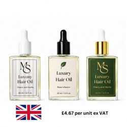 Private Label Hair Oil Kit - 200 Units Custom 50ml Square bottles & Labels UK 