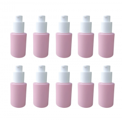 30ml Pink Glass Pump Bottles – Pack of 10 - Empty