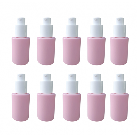 30ml Pink Glass Pump Bottles – Pack of 10 - Empty
