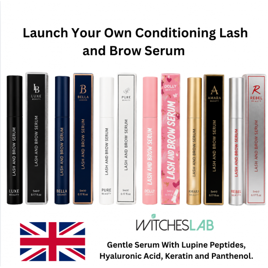 Private Label Lash & Brow Serum UK – 300 Units | Custom Branded Lash Lift & Brow Lamination Aftercare