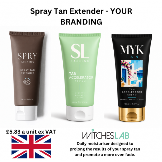 PRIVATE LABEL SPRAY TAN EXTENDER CREAM - 200 UNITS - UV PRINT ON BOTTLES